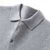 Camisa polo para hombre, suéter de cachemira, tejido de punto de negocios de corte holgado, cuello camisero, nuevo suéter de cachemira transfronterizo, capa base versátil