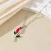 Colar de Flor Rosa Vermelha Elegante de Alta Moda Versátil Romântico em Forma de Coração Veludo Vermelho Flor Corrente para Clavícula Corrente de Pescoço