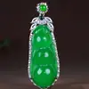 Collar con colgante de esmeralda con incrustaciones de plata esterlina Ruyi de calcedonia verde del emperador de hielo natural genuino, cadena de suéter para mujer, regalo
