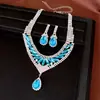 Aretes colgantes y conjunto de collar con forma de gota de agua tachonados de diamantes, lujo ligero, alta gama, exquisitos, elegantes, versátiles para fiestas nocturnas, joyería para mujer