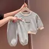 2026 Novo Conjunto de Moletom Casual Fofo de Desenho Animado para Bebê Meninos e Meninas Conjunto Elegante de Duas Peças Enviado