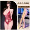 Body Sedutor de Renda com Gola Halter, Transparente na Cintura, Justo, Conjunto de Tentação Feminino com Recortes