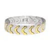 Pulsera de Acero de Titanio Simple de Moda Popular en Europa y América Pulsera Magnética Ondulada de Acero Inoxidable Pulsera de Energía Aniónica