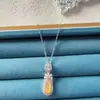 Collar de acero de titanio con cadena para clavícula femenina, imitación de calcedonia de hielo alta natural, Buda, accesorios de regalo de cumpleaños avanzados, venta al por mayor en vivo
