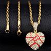 Colgante de acero inoxidable con forma de corazón roto, estilo hip hop transfronterizo europeo y americano, con personalidad de diamantes, para hombre y mujer.
