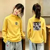 Blusa de base para meninas outono e inverno média e grande crianças meninas bebê roupa íntima gola alta estilosa infantil quente top t