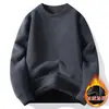 Sudadera básica de invierno para hombre, con forro polar, gruesa, cálida, cuello redondo, doble cara de polar, manga larga casual para hombres jóvenes