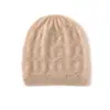 Gorro de Punto de Cachemira para Mujer, Nuevo, Otoño/Invierno, Color Sólido, Ondulado, Engrosado, Calienta Orejas, Moderno, Casual