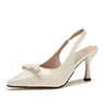 Zapatos de Moda para Mujer 2026 Primavera/Otoño Nuevo Estilo Elegantes de Charol Puntiagudos con Moño Trasero Abierto Tacón de Aguja Punta Cerrada