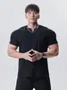 Camiseta de Manga Corta Grande para Hombre Gd con Puños de Textura de Alta Definición, Tops de Color Puro para Verano, Deportes y Ocio, Entrenamiento Físico