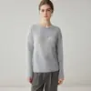 Suéter 100% cachemira pura para mujer, nueva colección otoño/invierno, color liso, intrincadamente bordado con motivos florales, cuello redondo, jersey de punto