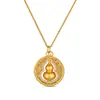 Estilo Igual da Loja Dourada 2025 Nova Chinoiserie Chinoiserie Pingente de Disco Cabacinha Dourada Corrente para Suéter Feminino Elegante