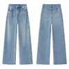 Jeans Deconstruidos de Tiro Alto con Raya Lateral de Pedrería Estilo Ann para Mujer, Pierna Recta Adelgazantes de Longitud Completa para Primavera/Verano
