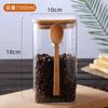 Frasco cuadrado sellado con cuchara, frasco de vidrio transparente para almacenar alimentos, té, frutos secos, granos de café, etc.