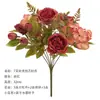 Flor artificial de peonía con núcleo de hortensia retro europea, ramo de simulación, venta al por mayor, decoración de escalera de boda, flor artificial, flor de seda