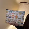 Bolsa de Mão Urso de Desenho Animado com Tema de Caqui e Estampa Girly Joy, Bolsa de Maquiagem em Lona, Necessaire de Grande Capacidade