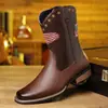 Botas Vaqueras Occidentales Bordadas de Fábrica para Hombre de Caña Media Tallas Grandes Botas de Cuero de Comercio Exterior Botas para Hombre En Stock Venta al por Mayor Botas de Cuero