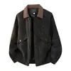 Nueva chaqueta de cuero vintage con solapa para otoño e invierno para hombre, casual versátil moderna de corte holgado abrigo de cuero cálido de negocios