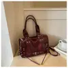 Elegante Bolso de Mano Boston Bag 2026 Nueva Moda Versátil Bolso Cruzado para Mujer Estilo Motociclista Bolso Almohada