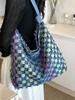 Bolso Tote de Mezclilla a Contraste con Diseño de Nicho Nuevo Transfronterizo Estudiante Casual Combinable Gran Capacidad Bolso de Hombro