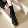 Mocasines Negros de Suela Gruesa para Mujer 2026 Nuevo Estilo Británico Retro Versátiles JK de Piel sin Cordones Zapatos de Plataforma