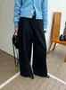El atuendo perfecto de Han Xun: Pantalones de trabajo de pierna ancha, cintura alta, adelgazantes, forrados de polar, 100% algodón, pantalones largos de principios de invierno 2026, 27592