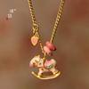 Tienda de oro con accesorios de oro DIY colgante de pequeño troyano rosa anillo de color giratorio cadena clavicular novia Tanabata