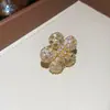 Juego de Joyería de Pulsera, Pendientes y Anillo de Zirconia con Piedra de Color Electrochapada en Oro Real de 18 Quilates, Joyería de Lujo Ligero de Gama Alta para Mujeres