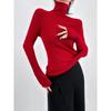Otoño e Invierno Cuello Alto Gris Ajustado Top Base Suéter Tejido de Una Pieza Sin Costuras para Mujer Suéter Interior