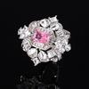 Anel Rosa de Zircônio Transfronteiriço Amazon Feminino Azul Royal Anel de Corindo Vermelho Europeu e Americano Vintage Incrustado Zircon Anel Quadrado