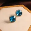 Oferta especial: Elegantes Pendientes de Cristal Azul para Mujer, Exquisito Diseño Retro Francés, Sencillos, Modernos y Versátiles para el Uso Diario