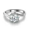 Anillo de moissanita con seis garras y pared retorcida de 50 puntas y 1 quilate. Anillo de amor sencillo para mujer en plata de ley S925.