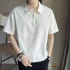 Camisa masculina com zíper de manga curta T-shirt casual Pu Shuai verão novo estilo coreano camisa masculina meia manga camisa preta