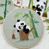 Set Lindo de Panda Arte de Pared Punto de Cruz Adornos Hechos a Mano 3D Bordado Lu Animal Bordado Inglés Materiales DIY
