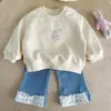 Sudadera de Conejo para Bebés y Niños Pequeños 2026 Primavera Nuevo Estilo Dibujos Animados Pulóver para Niñas Estilo Coreano Versátil Superior Clase A