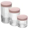 Conjunto de 3 Potes com Tampa de Vidro Bege Plástico - Wolff