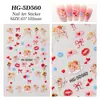 Pegatinas Originales para Uñas del Día de San Valentín 5D Grabadas Corazón Tridimensional Flor de Rosa Romántica Pegatinas DIY para Uñas Modelo Hg