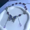 Diario Combinación Perfecta Dulce Fresco Mariposa Industria Pesada Múltiples Capas Borla Incrustada Borla Morada Combinación Perfecta Moda Lujo Ligero Cadena de Collar