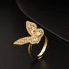 Anillo Dinámico de Mariposa Retro de Lujo Ligero en Oro Real de 18K con Cobre y Circonita, Estilo Minimalista, Anillo Abierto Ajustable