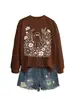Amazon eBay site independente moda estilosa divertida feminina flor fantasma floral gola redonda manga longa moletom camada base