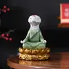 Decoração de mesa raposa meditando inspirada em Zen, estátua genuína de píton Huhuangchang para exibição em altar com base de lótus, pode ser usada para armazenamento, disponível para atacado
