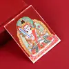 Thangka Pintado à Mão no Estilo de Xizang com Areia Mineral, Apresentando Zaki Lamu, os Cinco Senhores Negros e os Oito Protetores, com um Núcleo de Thangka e Pingente de Caixa Gawu