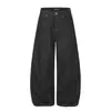 G60125 Calle Principal Estilo Americano Unisex Moderno Diseño de Estampado de Letras Jeans de Color Denim Original Holgados de Corte Curvo para Hombre