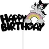 Topo de Bolo Kuromi Transfronteiriço Desenho Animado Nuvens Arco-Íris Festa de Aniversário Infantil Suprimentos Inserções de Bolo