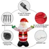 Decoração de Jardim Externo Inflável de Natal de 1,8m com Luz LED Papai Noel Clássico com Faixa nas Mãos