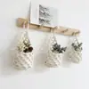 Cesta de Almacenamiento Colgante de Pared de Red Tejida a Mano Estilo Pastoral Más Vendida Transfronteriza Cesta Colgante para Plantas Verdes de Cuerda de Algodón Crochetada