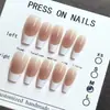 Patch de Unha Artística de Comprimento Médio Blush Puro Francês Explosões Unha Removível Falsa Suave