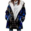 Gabardina para Mujer, Estilo Europeo y Americano, Abrigo con Capucha Engrosado de Invierno con Estampado de Copos de Nieve 3D, Venta al por Mayor, Corte Ajustado para Figuras Petite