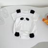Ins Verano Estilo Bebé Panda Camiseta de Manga Corta con Sombrero 2025 Ropa de Vestir Delgada Estilo Occidental para Bebés Niños y Niñas