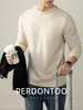 Luxo em Algodão! Camiseta Masculina de Algodão Pesado 270g, Corte Solto e Grosso, Manga Longa, Cor Lisa, Roupa de Baixo para Primavera e Outono